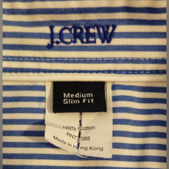 J. Crew Women's Blue and White Striped Shirt Size Medium - Picture 6 of 6